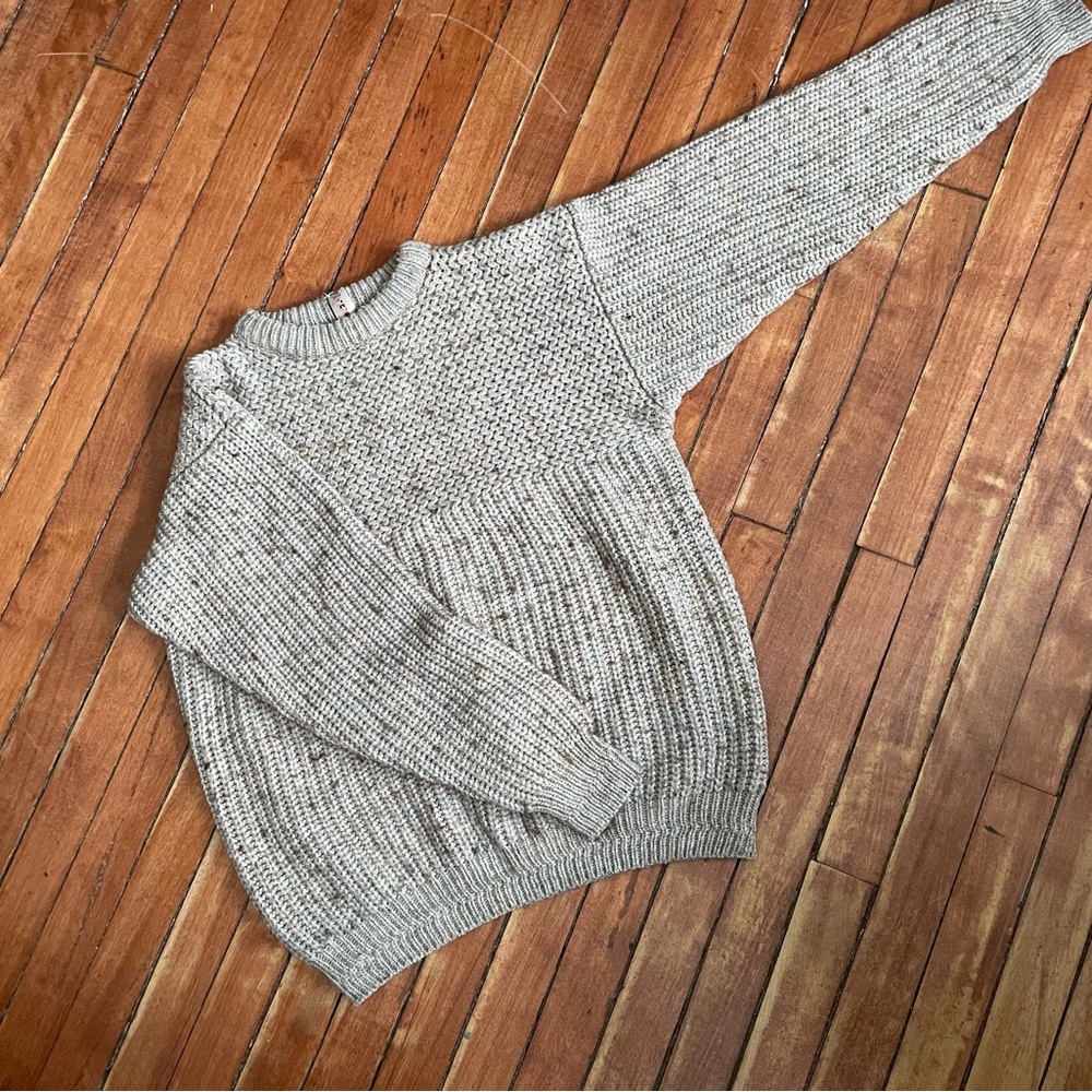 Vintage GRENADIER Mixed-Stitch Tweed Sweater | Oatmeal | Med - Picture 7 of 16